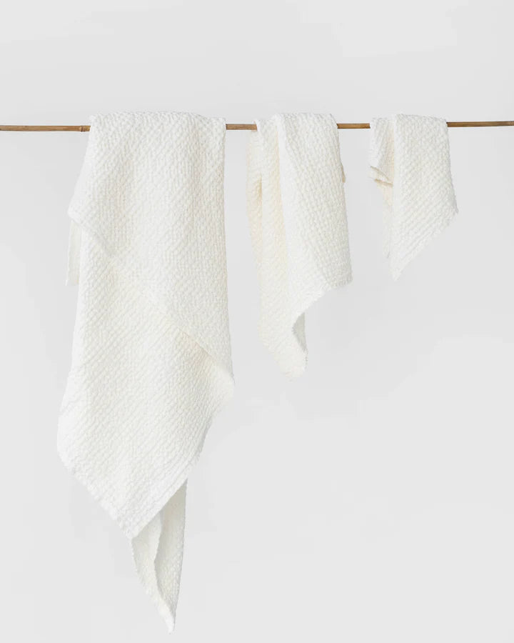 Magic Linen Waffle Towels in White The Kube Studios