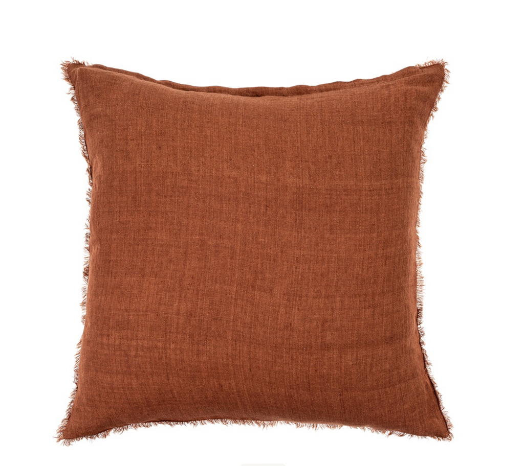 24x24 Lina Linen Pillow, Burnt Umber