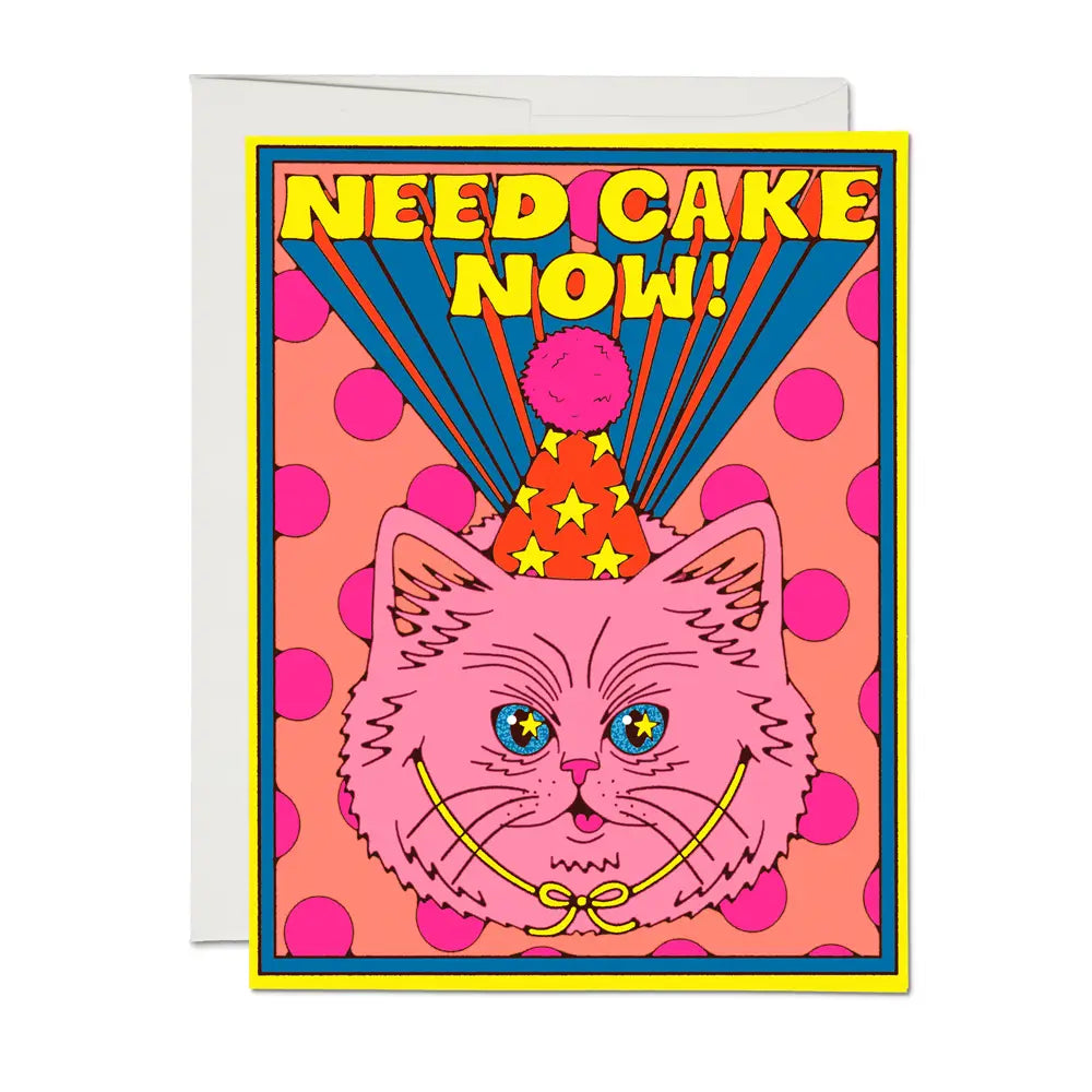 Red Cap Cards - 'Need Cake Now' Greeting Card