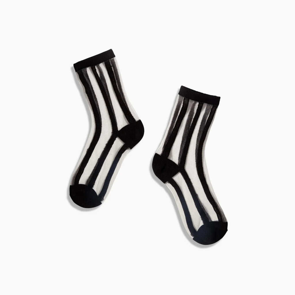 Poketo Sheer Socks in Black Lines