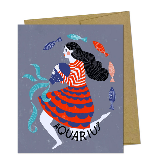 Lisa Congdon - Aquarius Zodiac Greeting Card